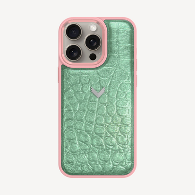 Husa Telefon iPhone 15 Pro Max, Piele Vitel, Textura Crocodil
