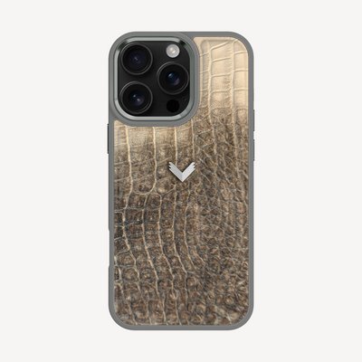 Husa Telefon iPhone 16 Pro, Piele Vitel, Textura Crocodil