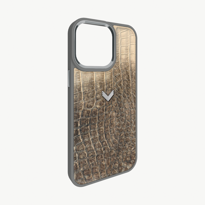 Husa Telefon iPhone 16 Pro, Piele Vitel, Textura Crocodil