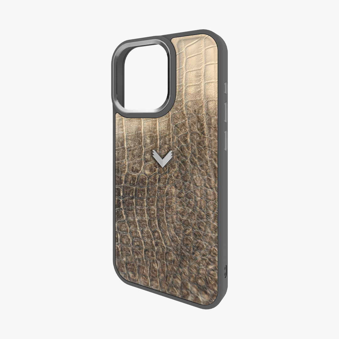 Husa Telefon iPhone 16 Pro, Piele Vitel, Textura Crocodil