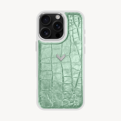 Husa Telefon iPhone 16 Pro, Piele Vitel, Textura Crocodil