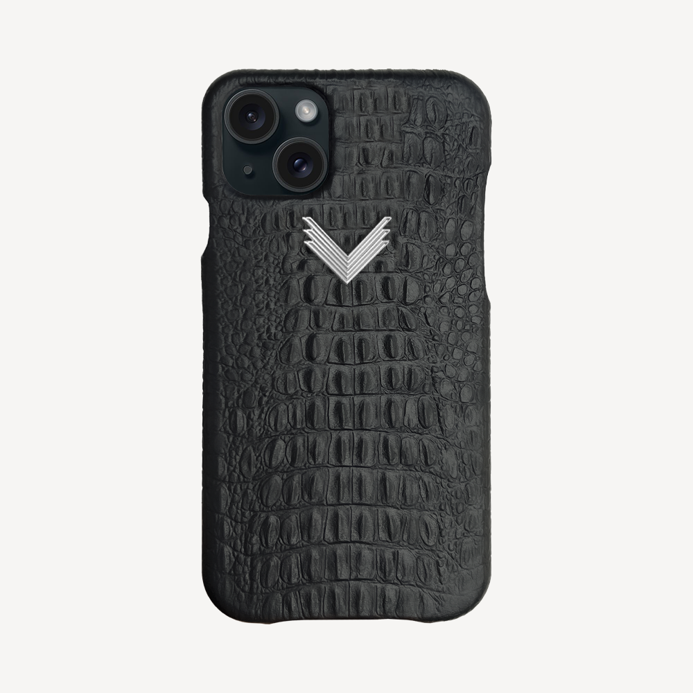 Husa Telefon iPhone 15, Piele Vitel, Textura Aligator