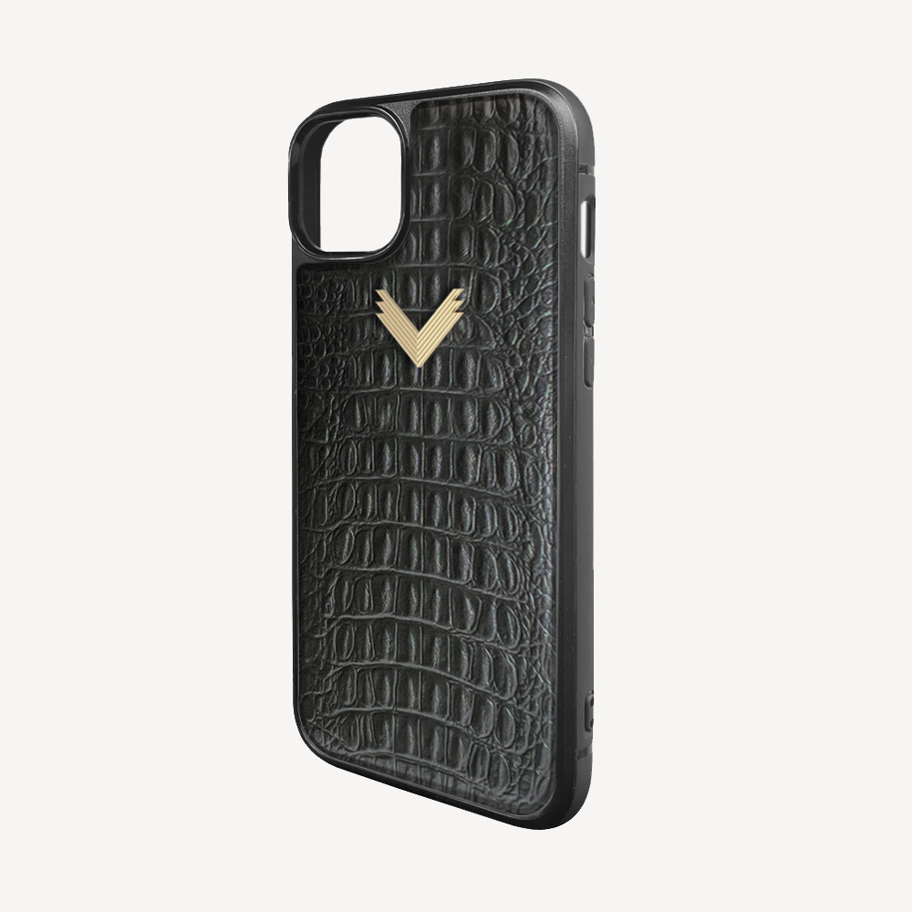 Husa Telefon iPhone 15, Piele Vitel, Textura Aligator