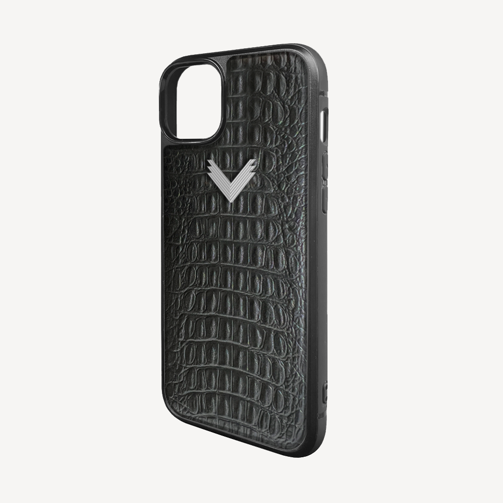 Husa Telefon iPhone 15, Piele Vitel, Textura Aligator