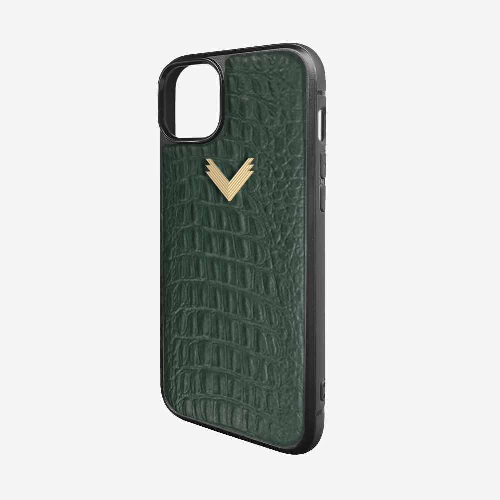 Husa Telefon iPhone 15, Piele Vitel, Textura Aligator