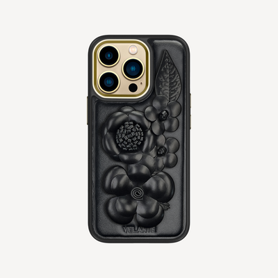 Husa Telefon iPhone 14 Pro, Piele Vitel, Midnight Blossom