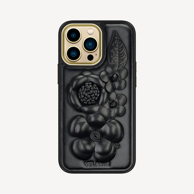 Husa Telefon iPhone 14 Pro Max, Piele Vitel, Midnight Blossom