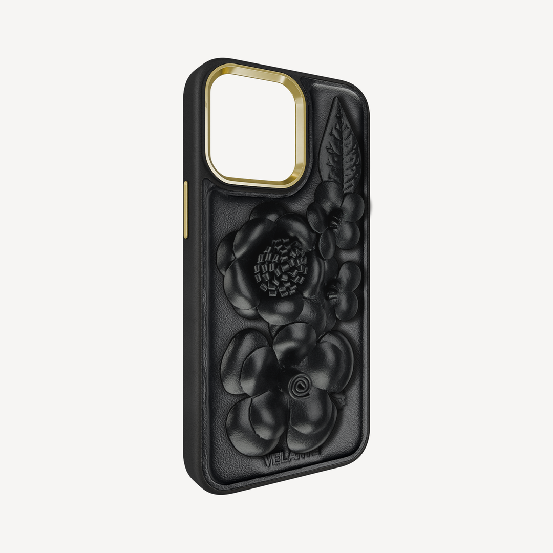 Husa Telefon iPhone 14 Pro, Piele Vitel, Midnight Blossom