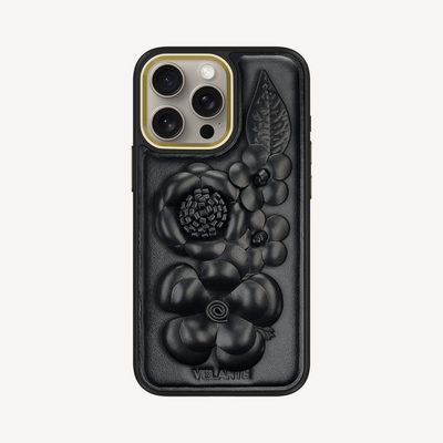 Husa Telefon iPhone 15 Pro Max, Piele Vitel, Midnight Blossom