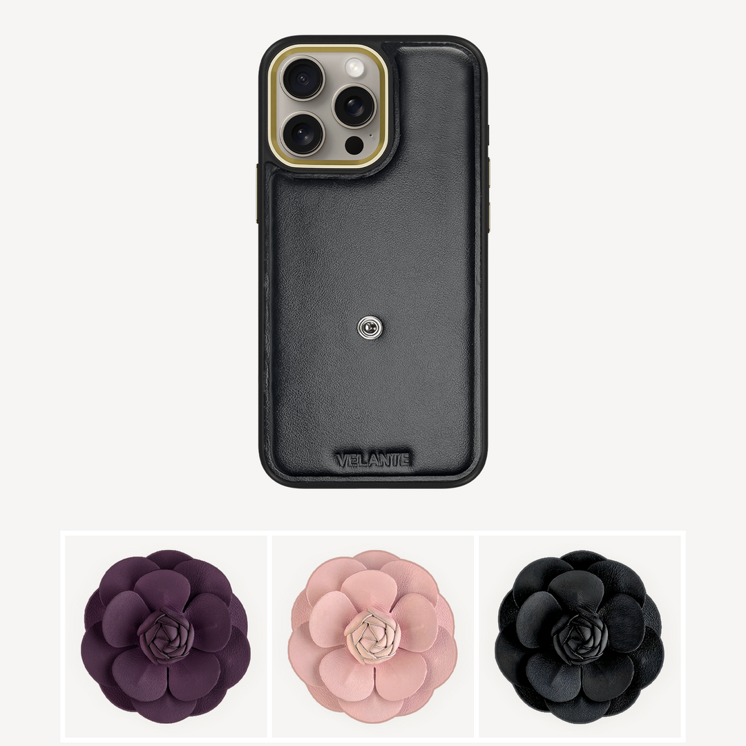 Husa Telefon iPhone 15 Pro Max, Piele Vitel, Camellia