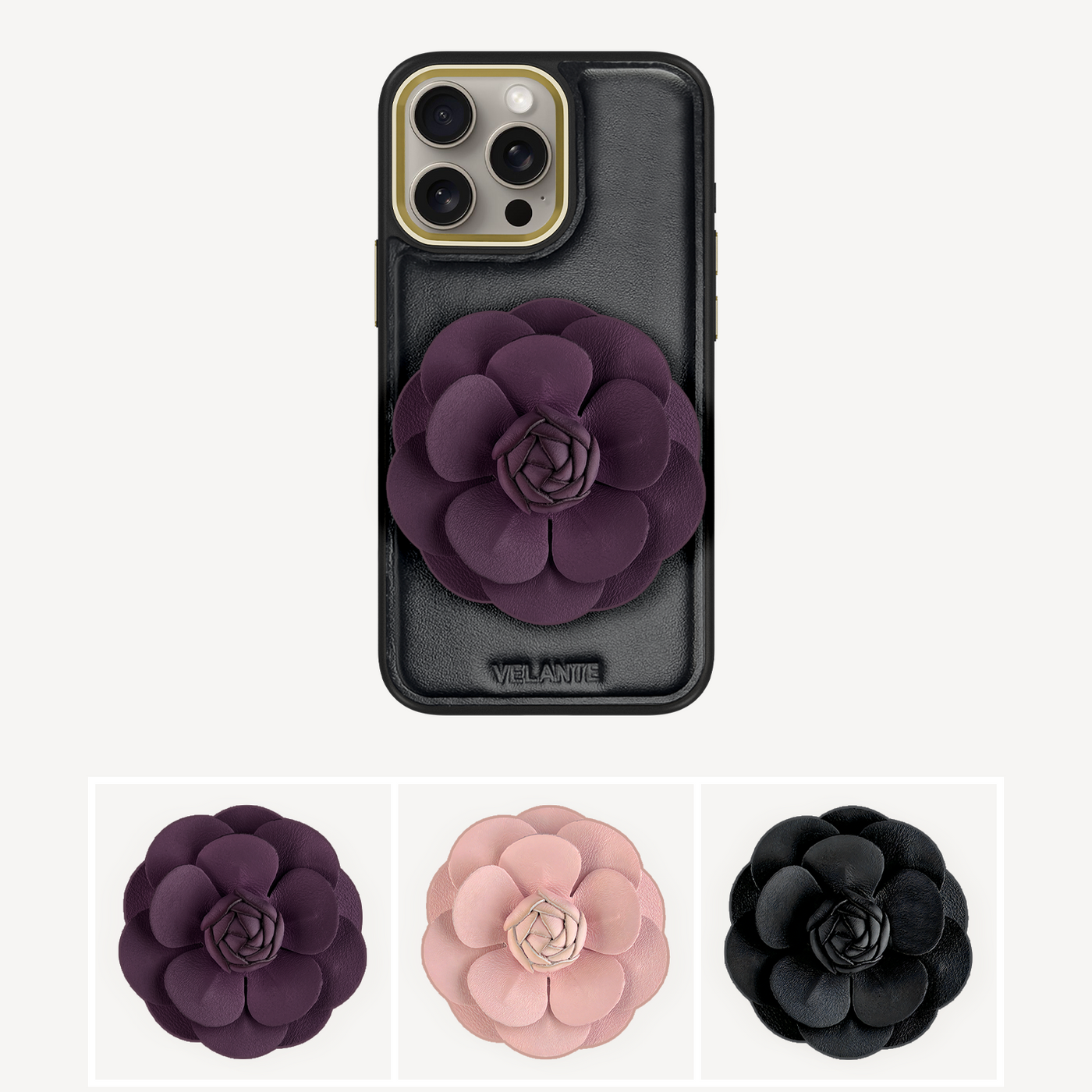 Husa Telefon iPhone 15 Pro, Piele Vitel, Camellia