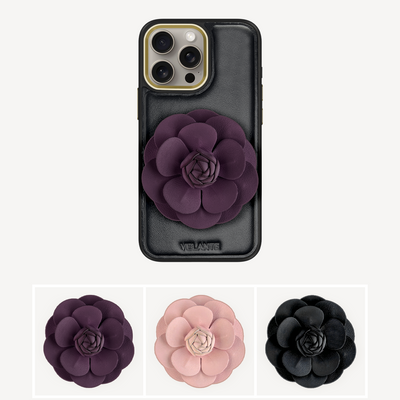 Husa Telefon iPhone 15 Pro, Piele Vitel, Camellia