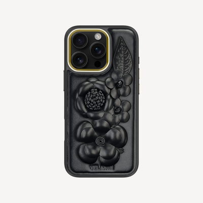 Husa Telefon iPhone 16 Pro, Piele Vitel, Midnight Blossom