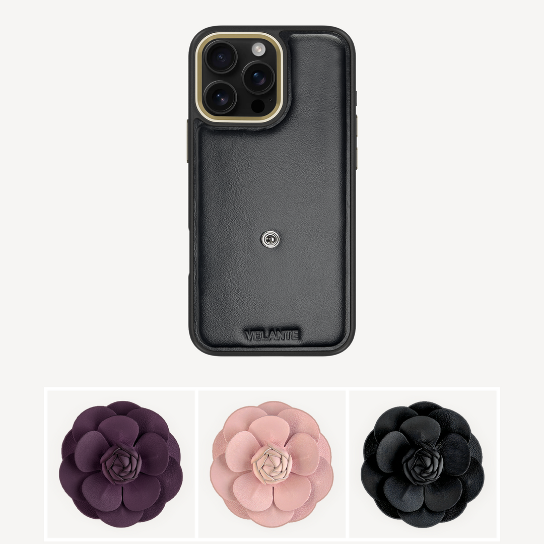 Husa Telefon iPhone 16 Pro, Piele Vitel, Camellia