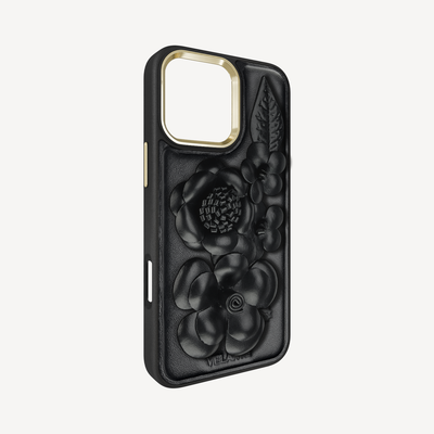 Husa Telefon iPhone 16 Pro, Piele Vitel, Midnight Blossom