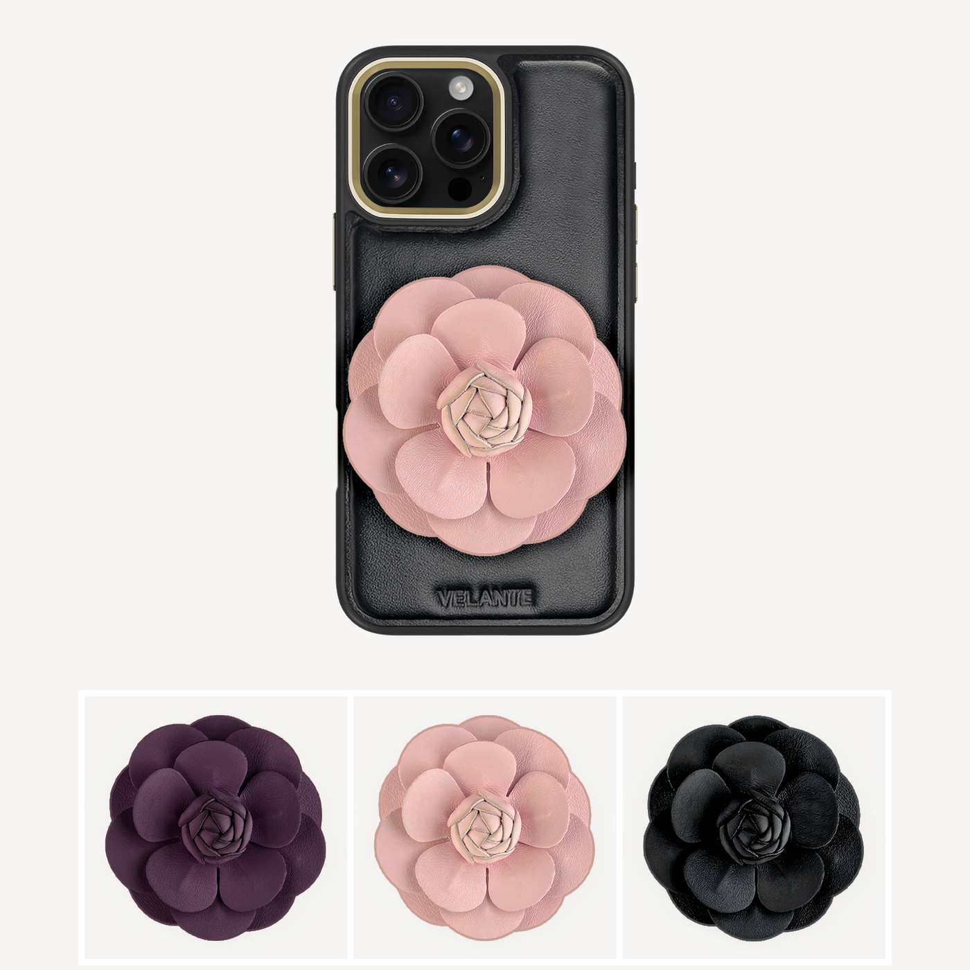 Husa Telefon iPhone 16 Pro Max, Piele Vitel, Camellia