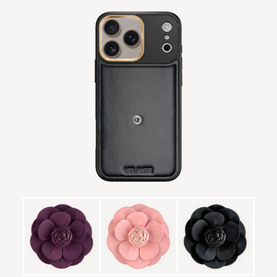 Husa Telefon iPhone 17 Pro Max, Piele Vitel, Camellia