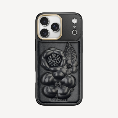 Husa Telefon iPhone 17 Pro Max, Piele Vitel, Midnight Blossom