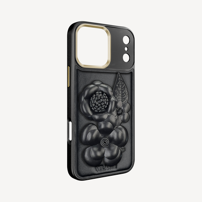 Husa Telefon iPhone 17 Pro Max, Piele Vitel, Midnight Blossom