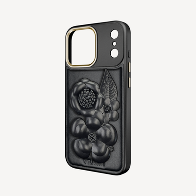 Husa Telefon iPhone 17 Pro, Piele Vitel, Midnight Blossom
