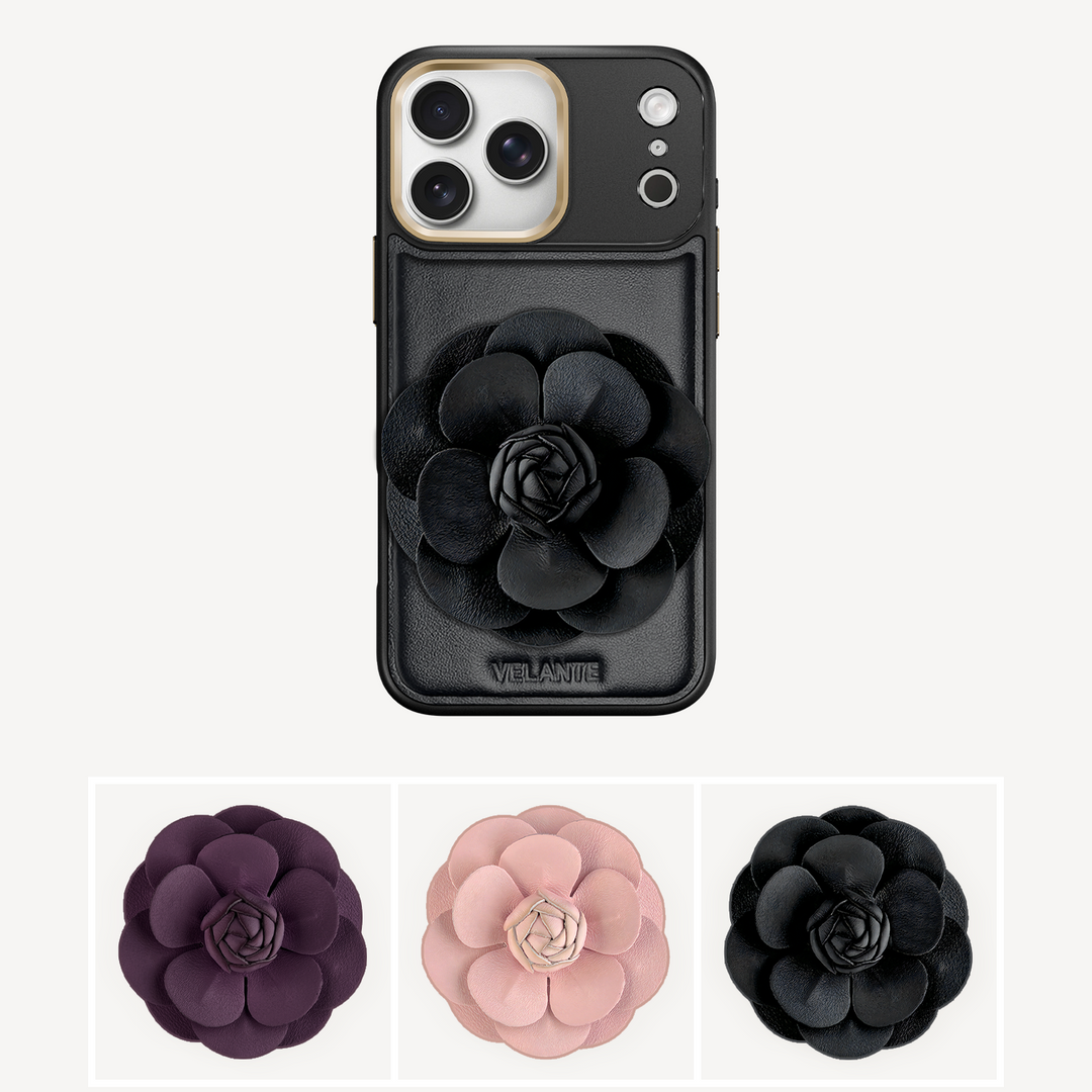 Husa Telefon iPhone 17 Pro, Piele Vitel, Camellia