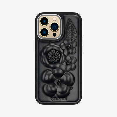 Husa Telefon iPhone 14 Pro Max, Piele Vitel, Midnight Blossom