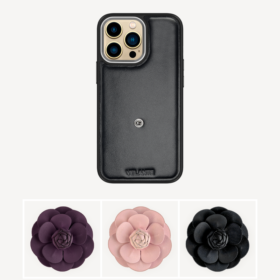 Husa Telefon iPhone 14 Pro, Piele Vitel, Camellia
