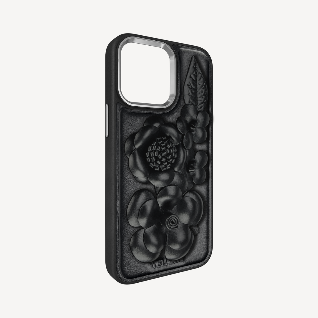 Husa Telefon iPhone 14 Pro, Piele Vitel, Midnight Blossom