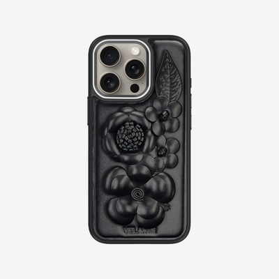 Husa Telefon iPhone 15 Pro, Piele Vitel, Midnight Blossom