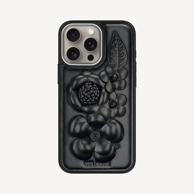 Husa Telefon iPhone 15 Pro Max, Piele Vitel, Midnight Blossom