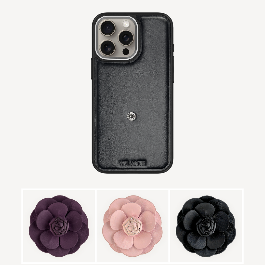 Husa Telefon iPhone 15 Pro, Piele Vitel, Camellia