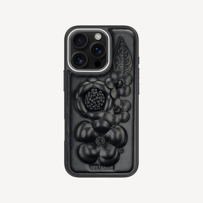 Husa Telefon iPhone 16 Pro, Piele Vitel, Midnight Blossom