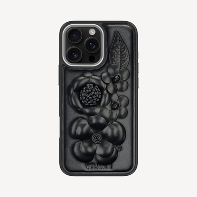 Husa Telefon iPhone 16 Pro Max, Piele Vitel, Midnight Blossom