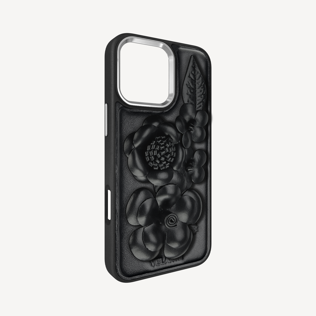Husa Telefon iPhone 16 Pro, Piele Vitel, Midnight Blossom
