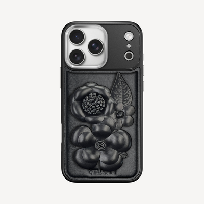 Husa Telefon iPhone 17 Pro Max, Piele Vitel, Midnight Blossom