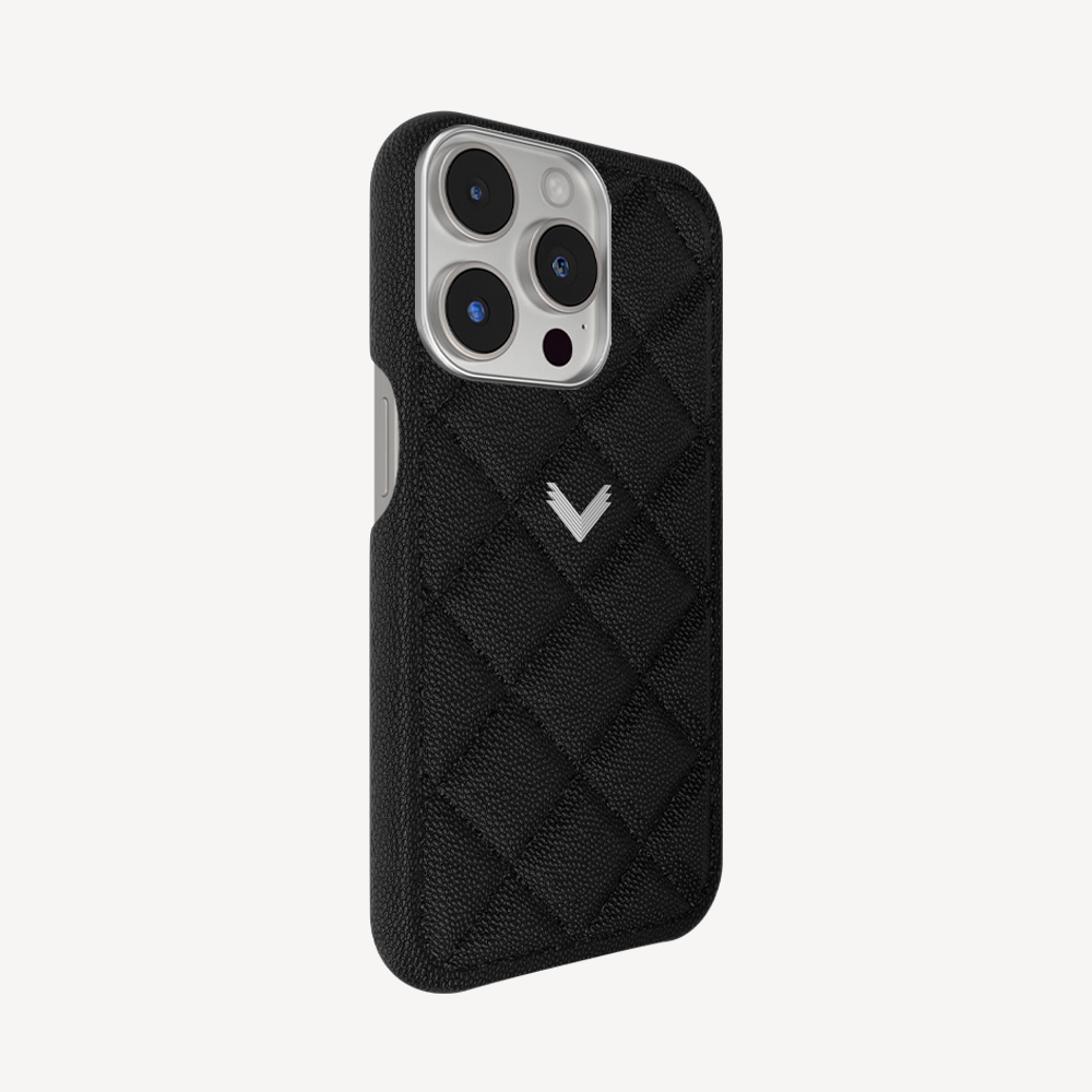 Husa Telefon iPhone 15 Pro, Piele Vitel, Textura Caviar