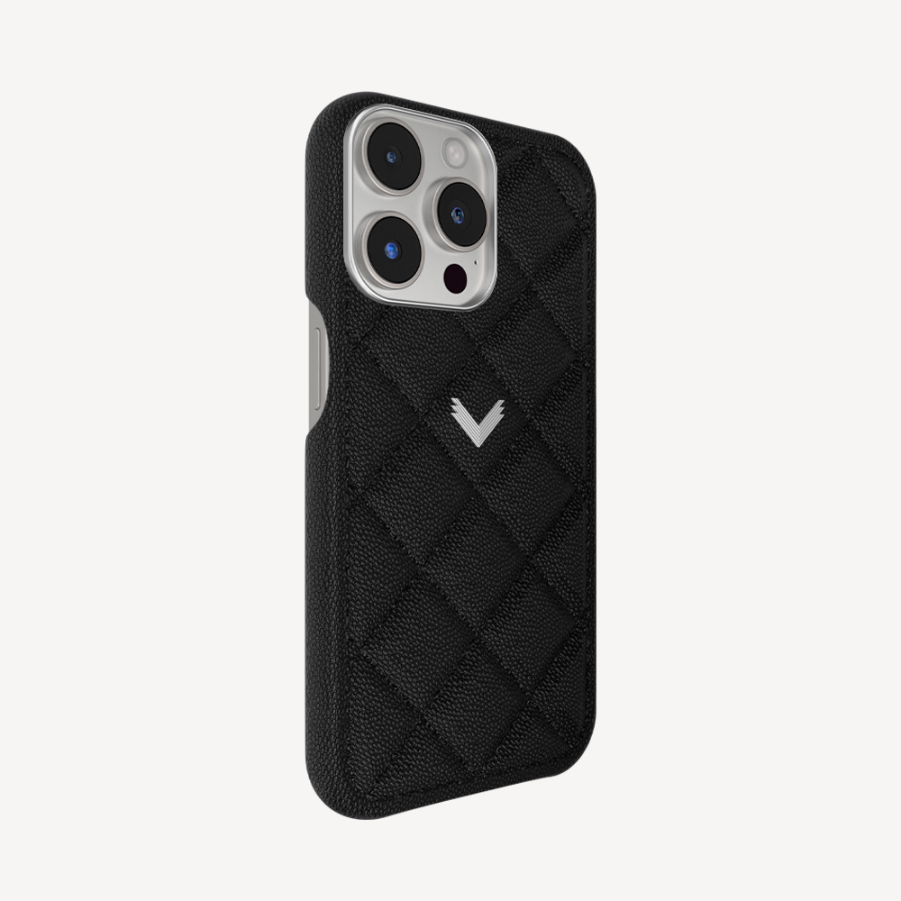 Husa Telefon iPhone 15 Pro Max, Piele Vitel, Textura Caviar