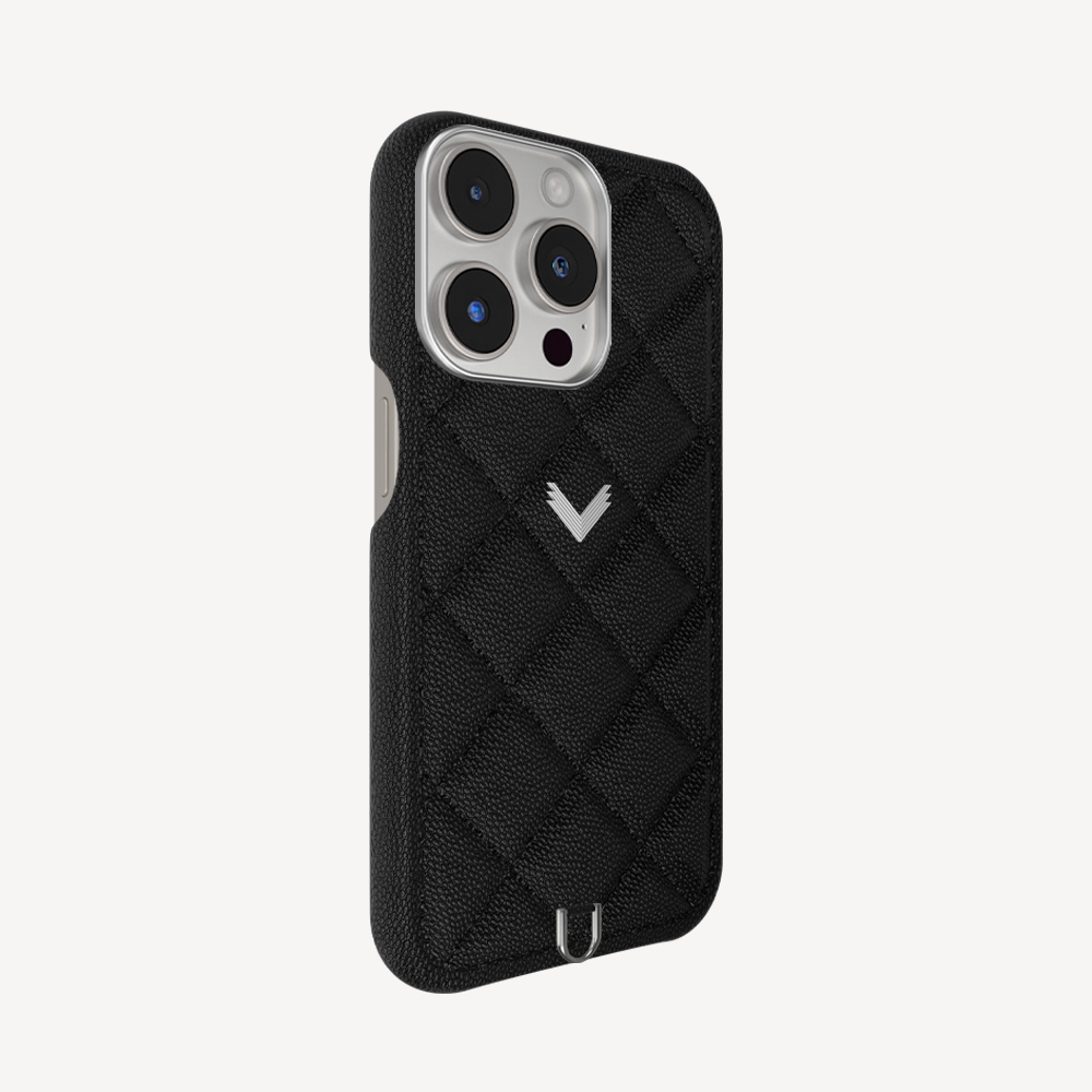 Husa Telefon iPhone 15 Pro, Piele Vitel, Textura Caviar