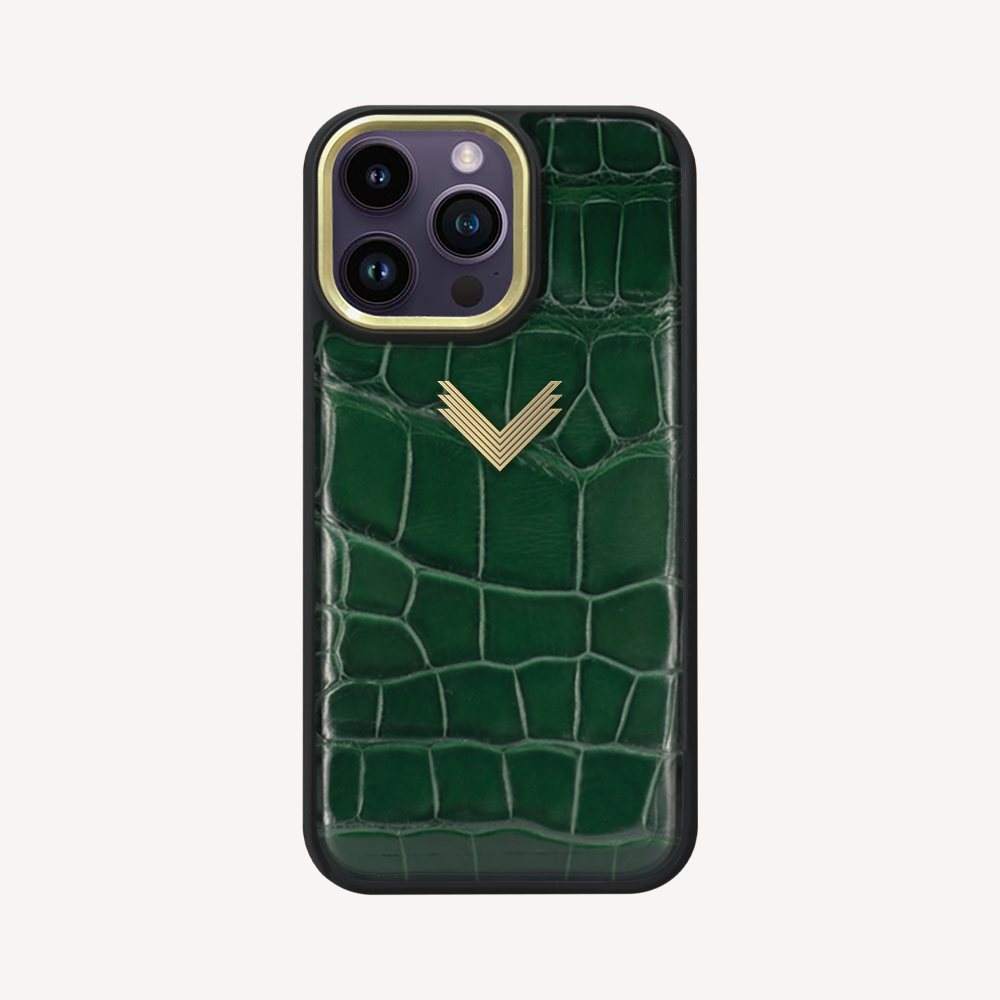 Husa Telefon iPhone 14 Pro Max, Piele Crocodil, VLogo Antique