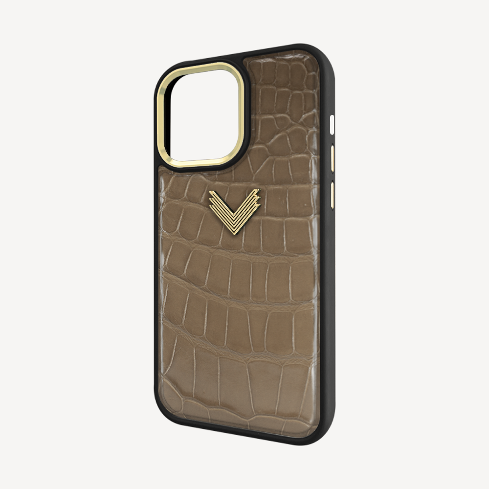 Husa Telefon iPhone 14 Pro, Piele Crocodil, VLogo Antique