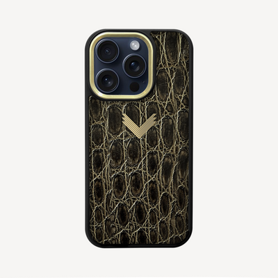 Husa Telefon iPhone 15 Pro, Piele Crocodil, VLogo Antique