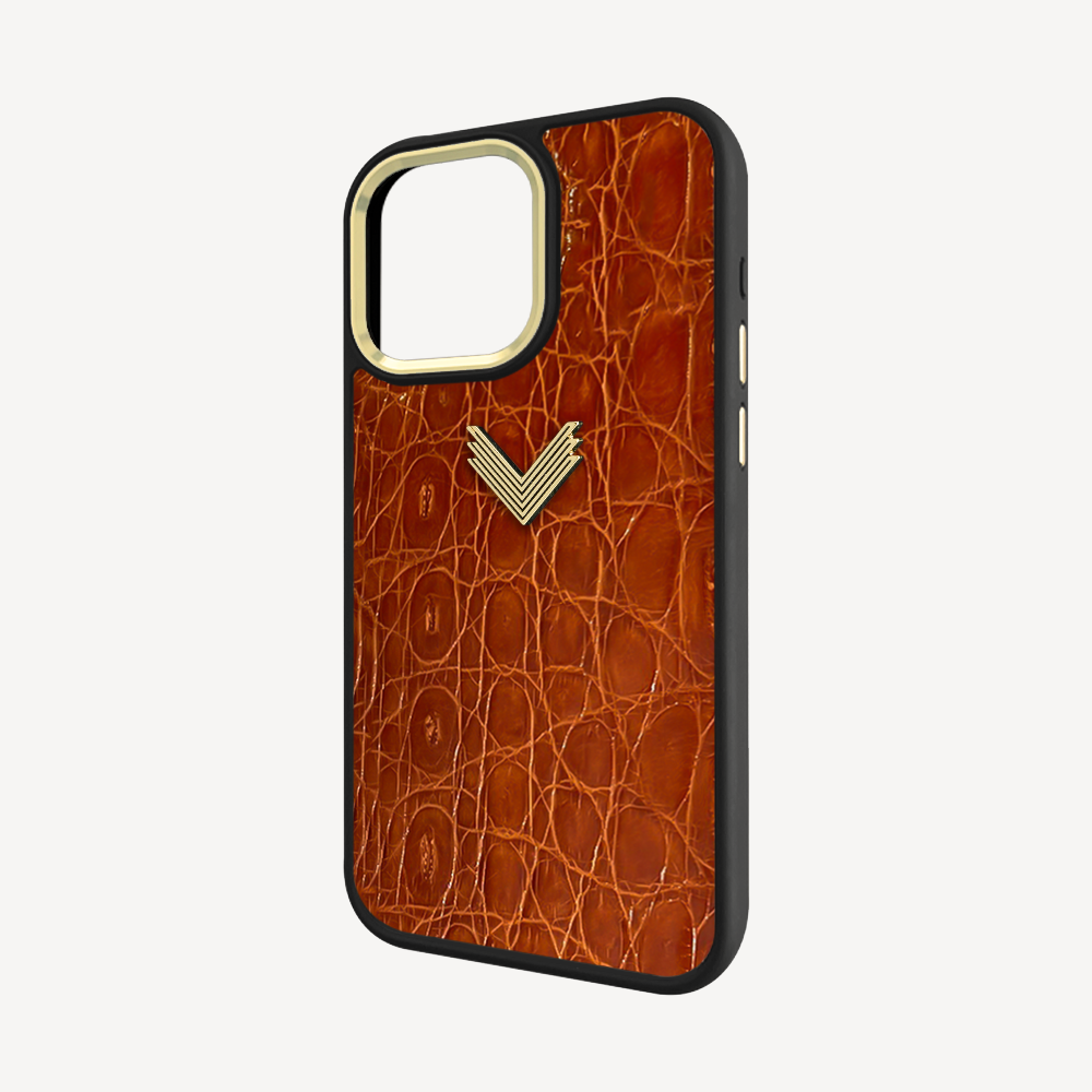 Husa Telefon iPhone 14 Pro Max, Piele Crocodil, VLogo Antique