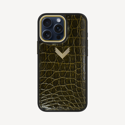 Husa Telefon iPhone 15 Pro Max, Piele Crocodil, VLogo Antique