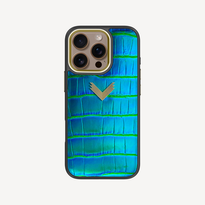 Husa Telefon iPhone 16 Pro, Piele Crocodil, VLogo Antique