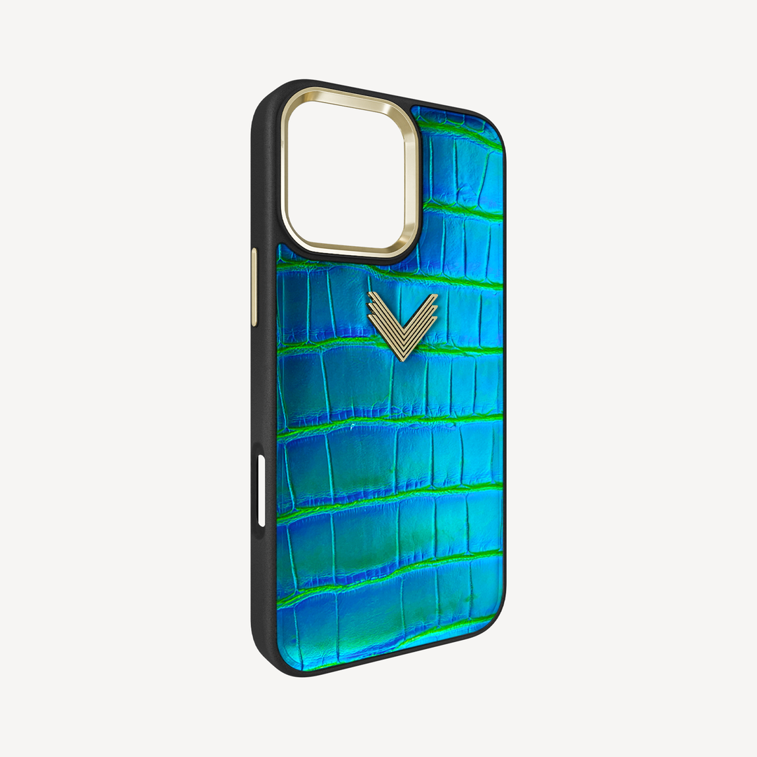 Husa Telefon iPhone 16 Pro, Piele Crocodil, VLogo Antique