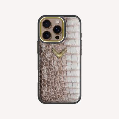 Husa Telefon iPhone 16 Pro, Piele Crocodil, VLogo Antique
