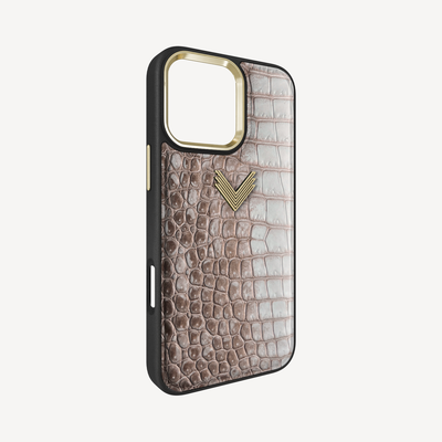 Husa Telefon iPhone 16 Pro, Piele Crocodil, VLogo Antique