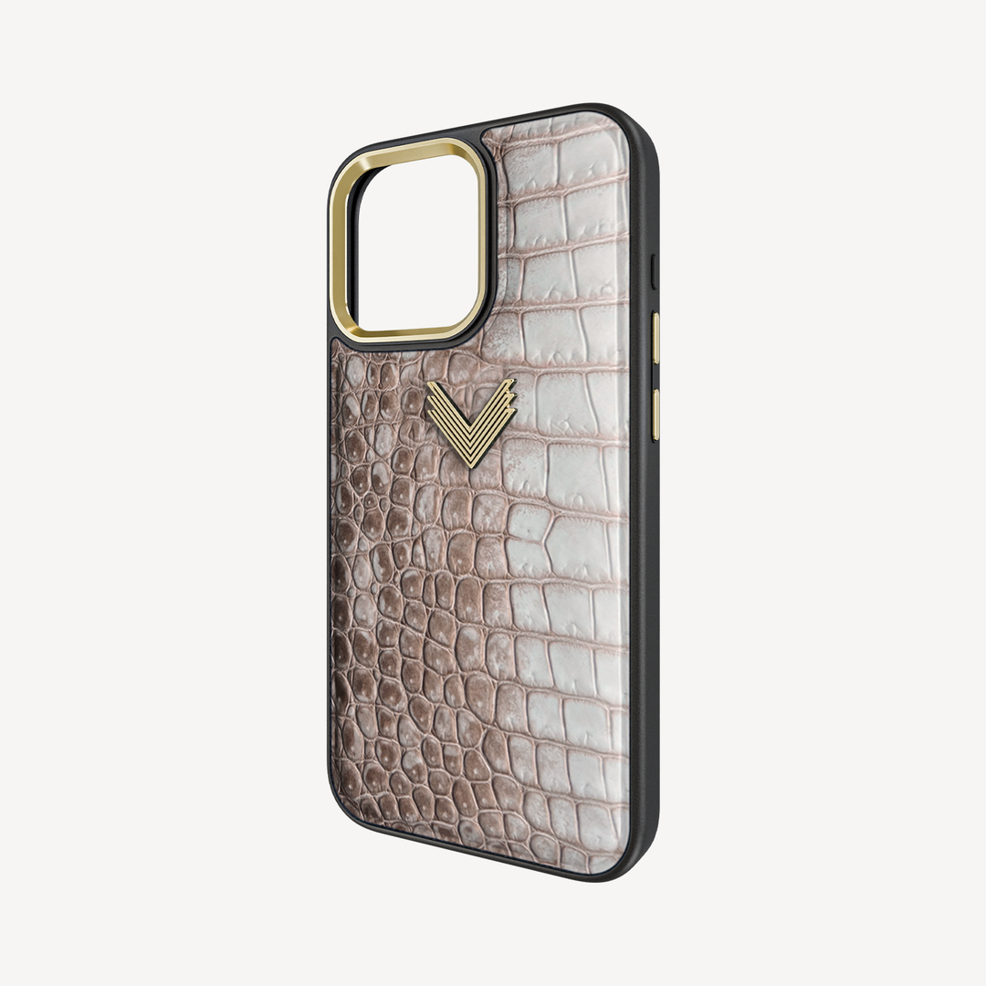 Husa Telefon iPhone 16 Pro, Piele Crocodil, VLogo Antique