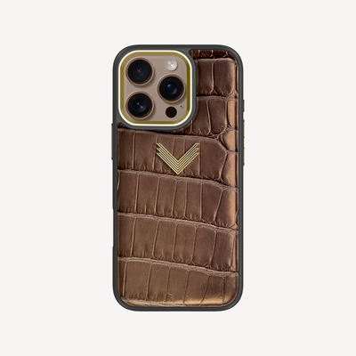 Husa Telefon iPhone 16 Pro, Piele Crocodil, VLogo Antique