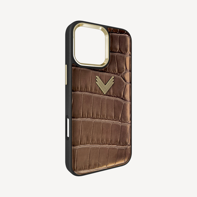 Husa Telefon iPhone 16 Pro, Piele Crocodil, VLogo Antique